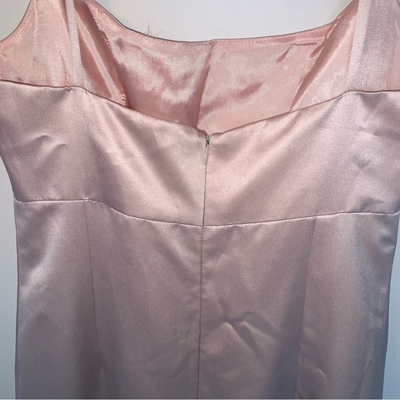 Vivian Dessy Diamond Pink Maxi Dress Spaghetti Strap 10 - Picture 5 of 10